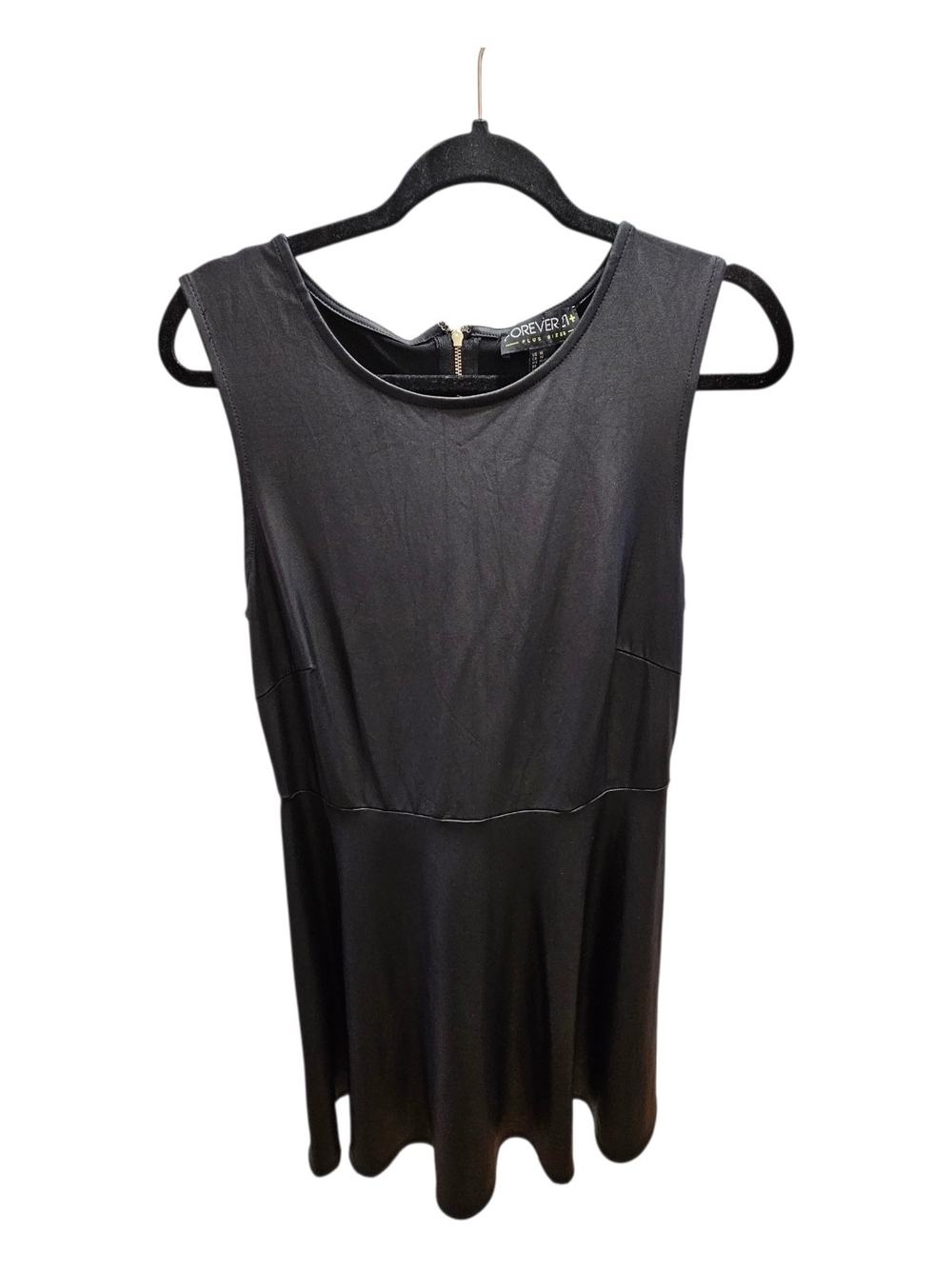 Forever 21 Black Faux-Leather Sleeveless Fit And Flare  Mini Dress